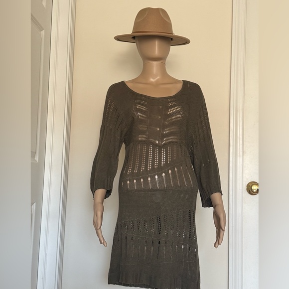 Crocheted Olive Green Beach Coverup Dress☀️ - Picture 3 of 5